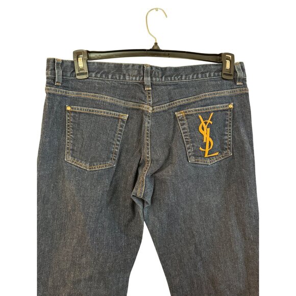 vintage Yves Saint Laurent Rive Gauche Womens Jeans Size 12 Dark Wash Blue Cotto - Picture 7 of 8